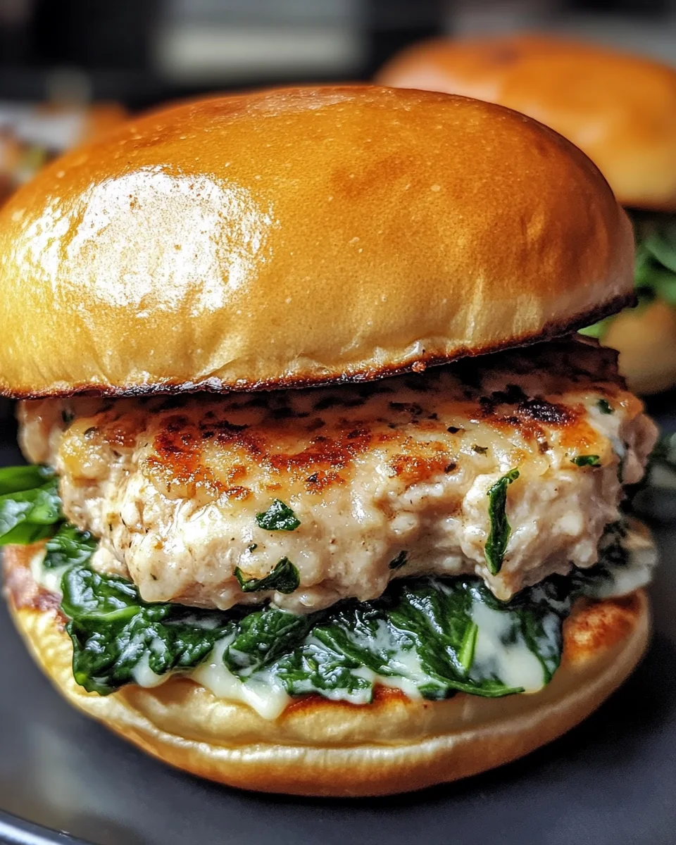 White Cheddar Spinach Chicken Burgers