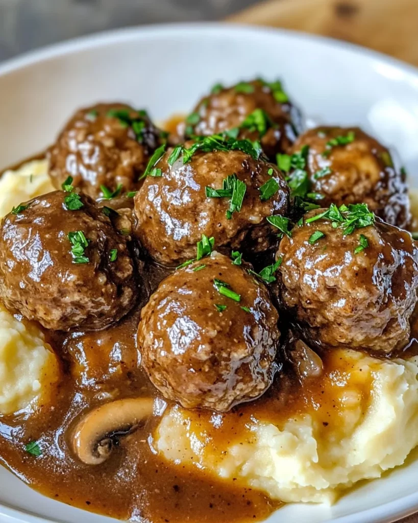 Slow Cooker Salisbury Steak Meatballs