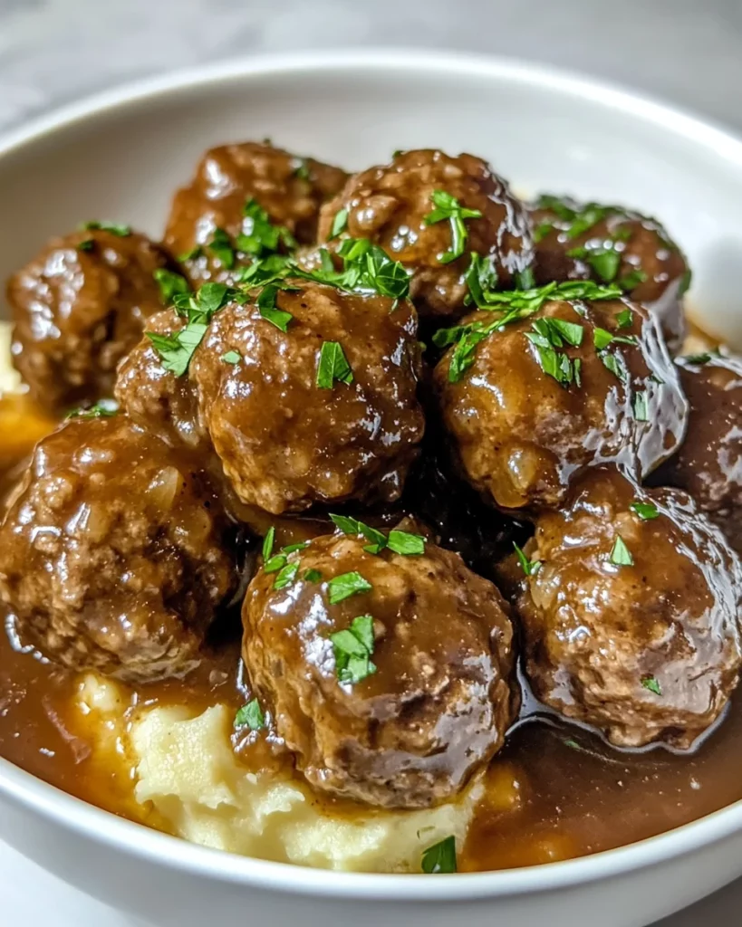 Slow Cooker Salisbury Steak Meatballs