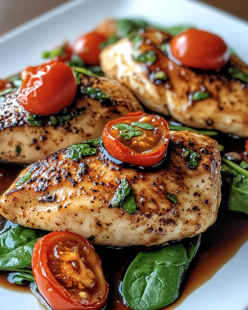Balsamic Chicken Breast with Spinach and Tomatoes