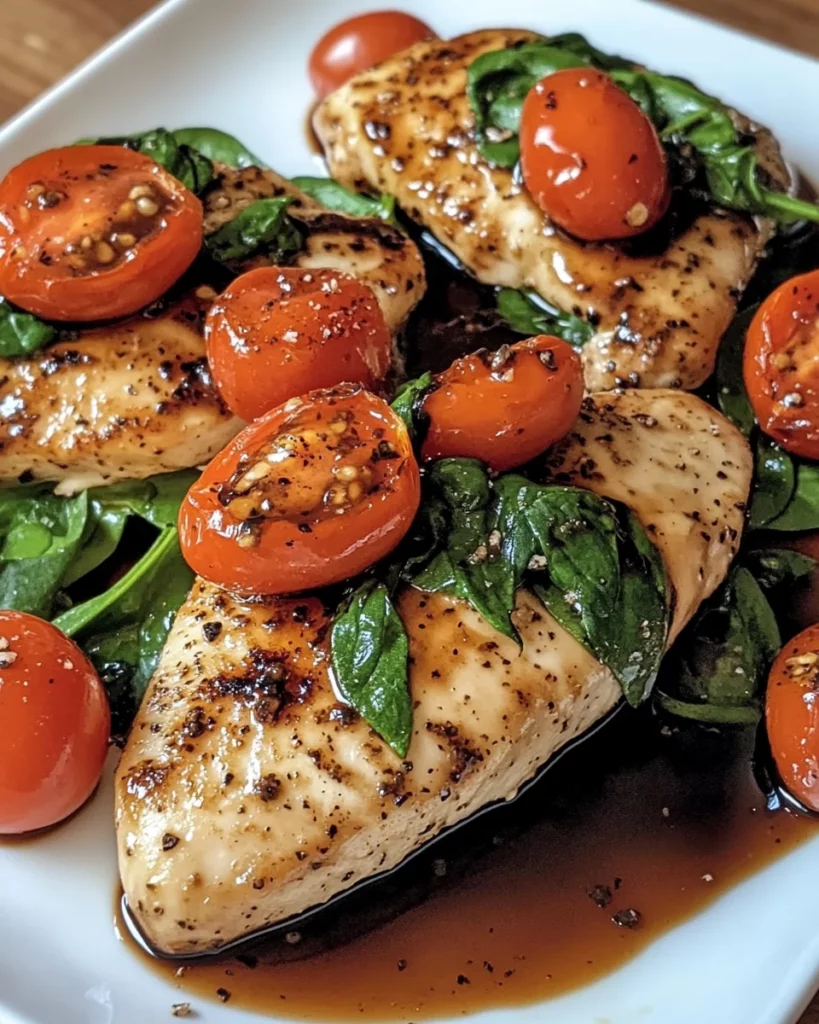 Balsamic Chicken Breast with Spinach and Tomatoes