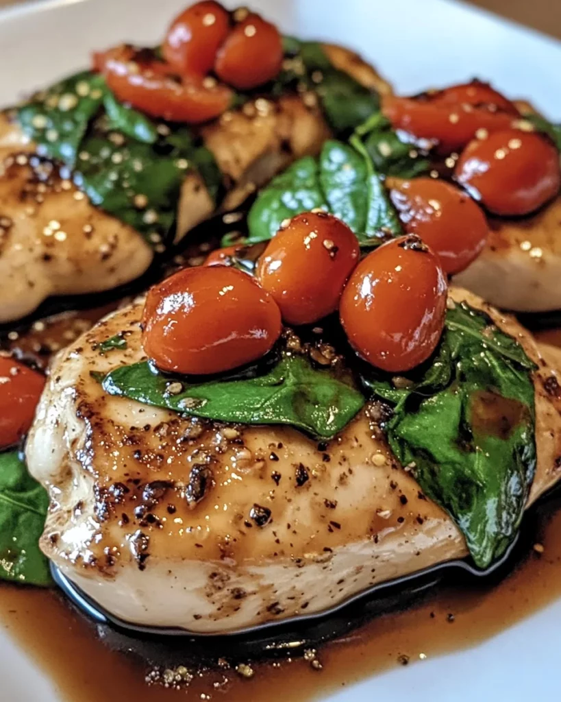 Balsamic Chicken Breast with Spinach and Tomatoes