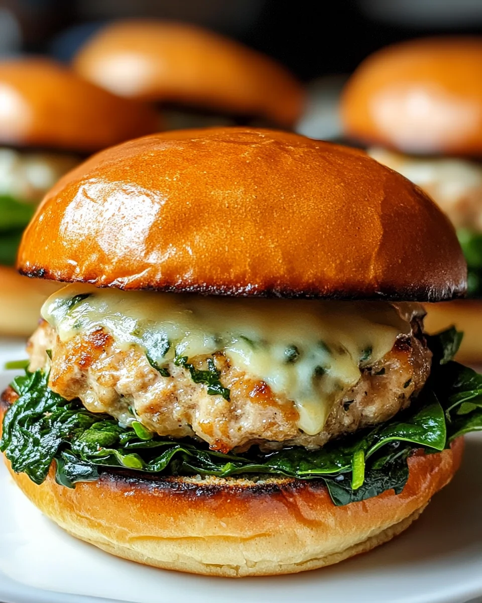 White Cheddar Spinach Chicken Burgers