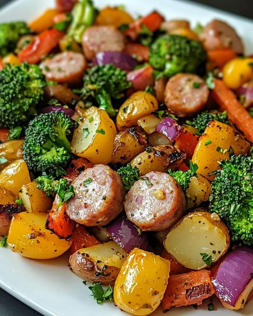 Roasted Veggie and Chicken Sausage Sheet Pan Dinner