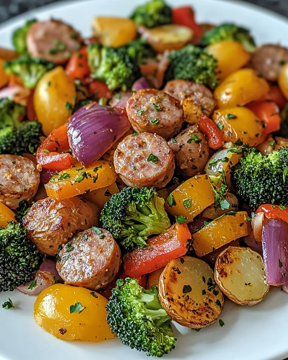 Roasted Veggie and Chicken Sausage Sheet Pan Dinner