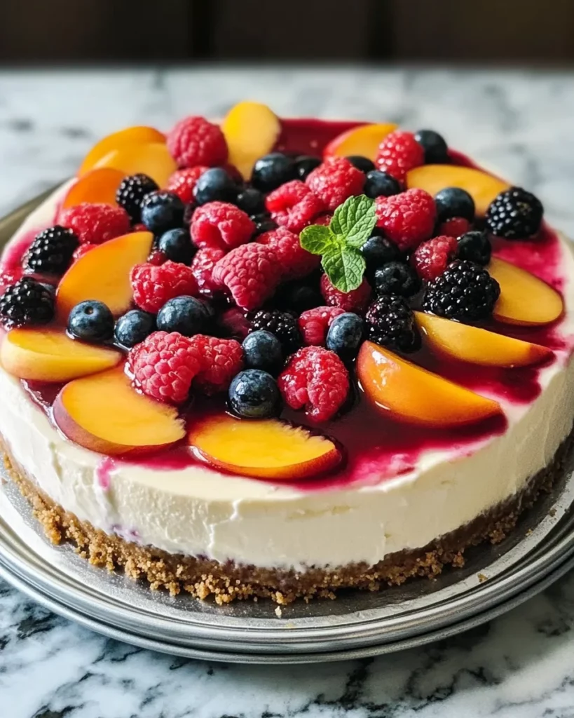 No-Bake Summer Berry And Peach Cheesecake
