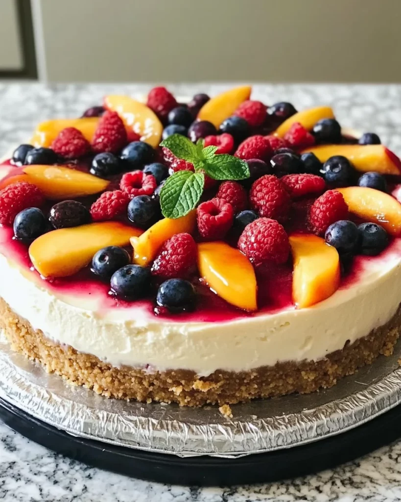 No-Bake Summer Berry And Peach Cheesecake