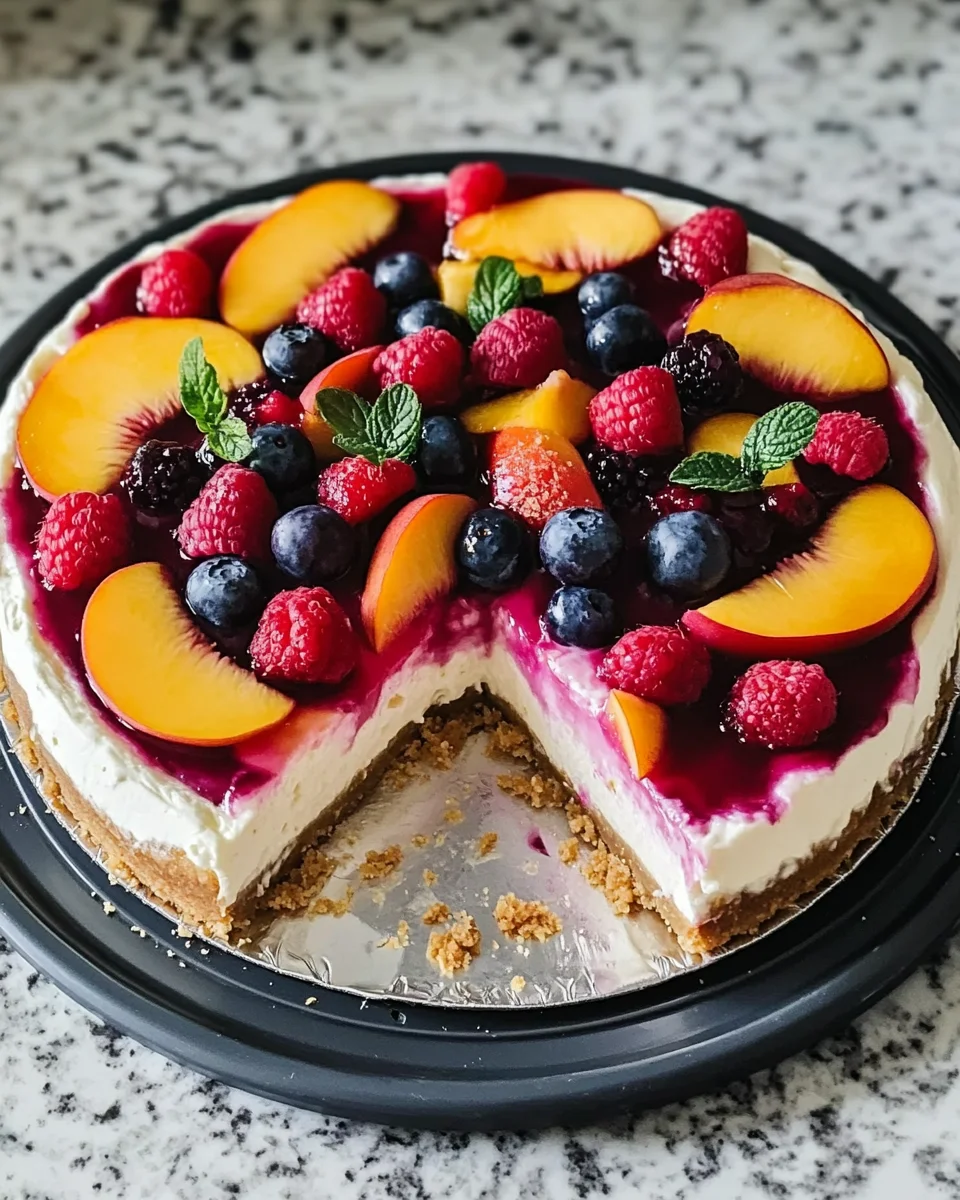 No-Bake Summer Berry And Peach Cheesecake