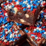 Fudgy Memorial Day Brownies with Red, White & Blue Toppings