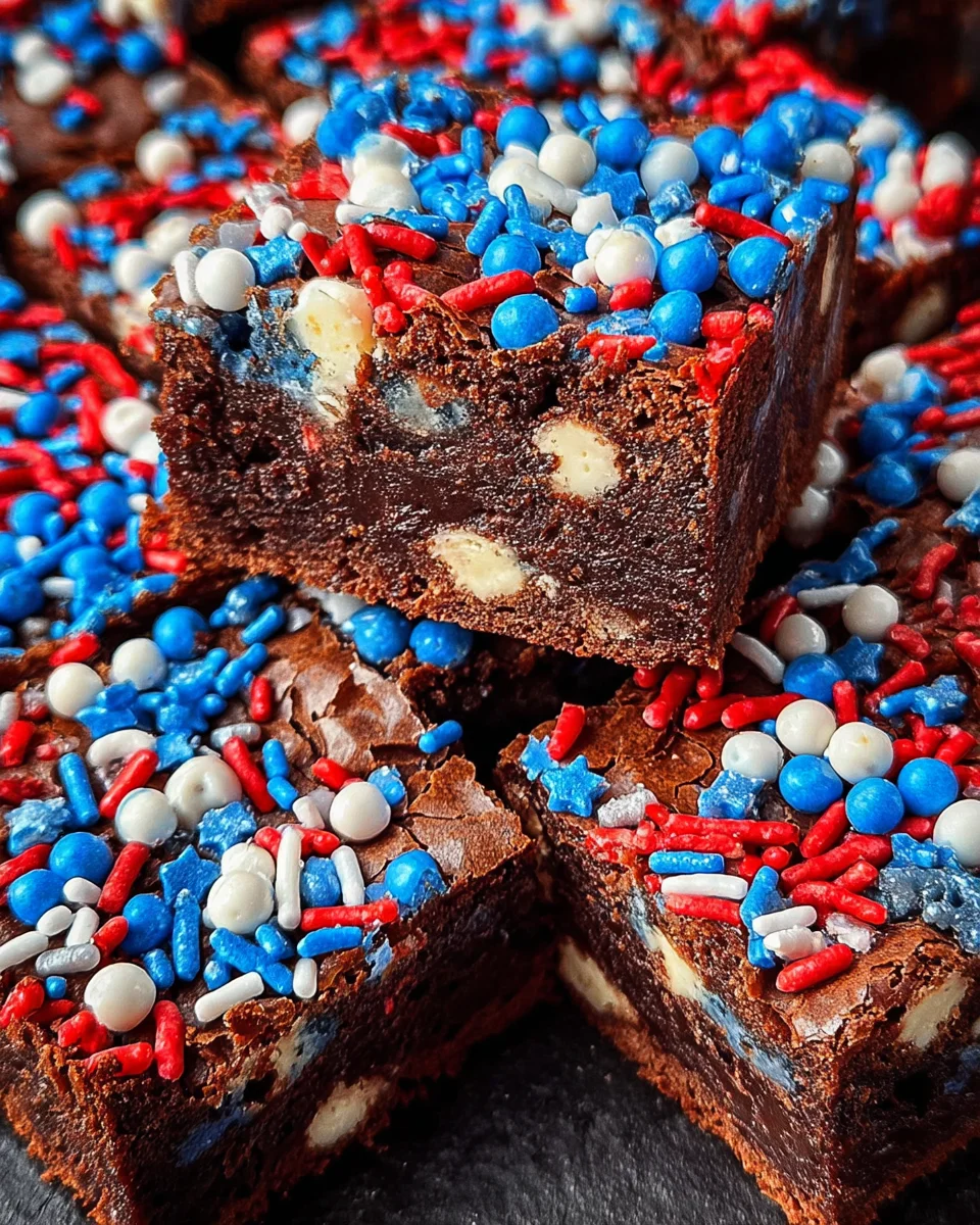 Fudgy Memorial Day Brownies with Red, White & Blue Toppings