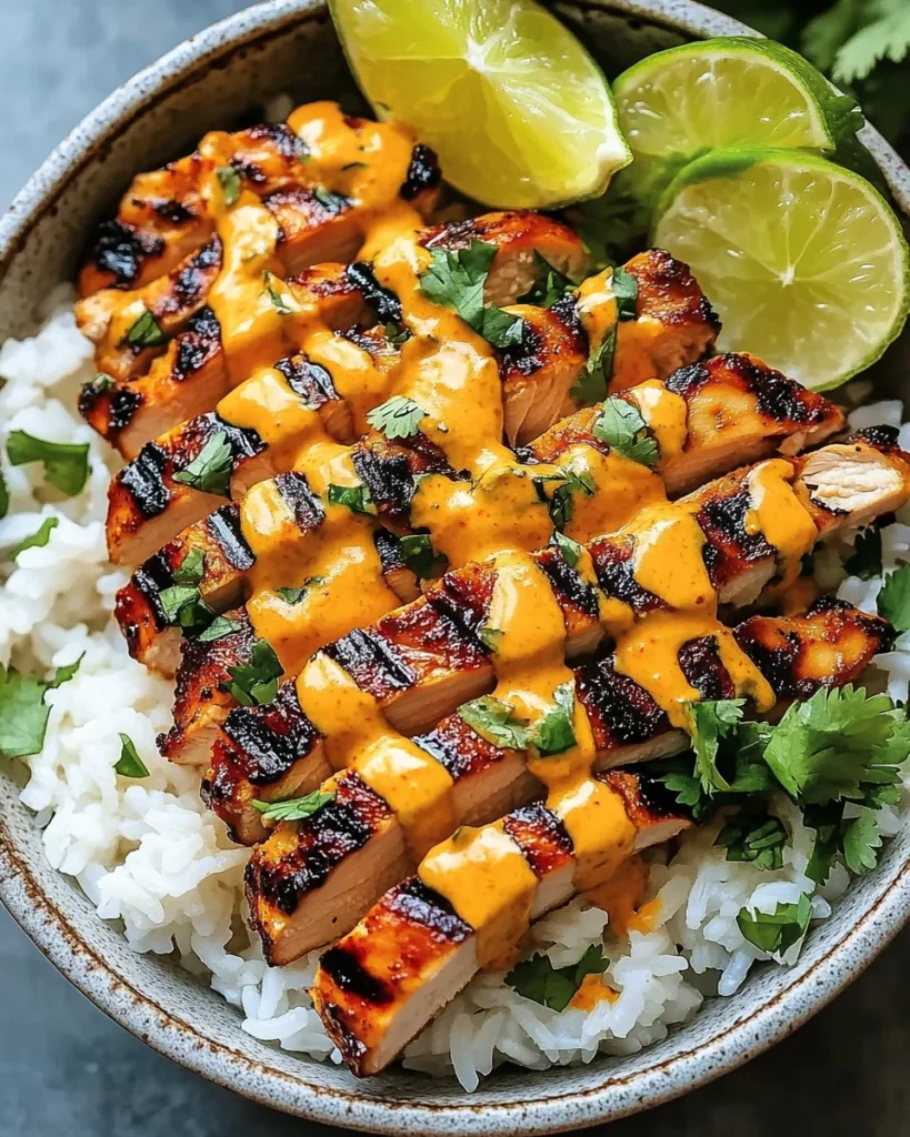 Sweet Chili Chicken Bowl with Coconut Lime Drizzle