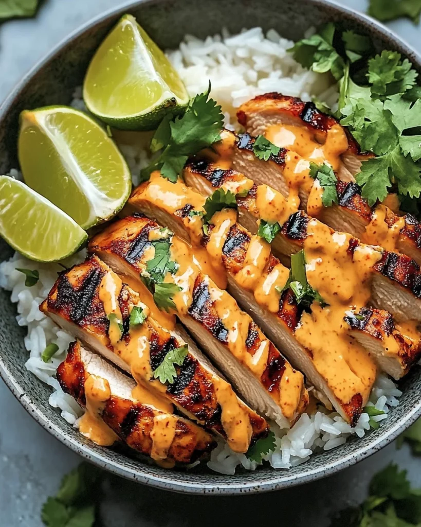 Sweet Chili Chicken Bowl with Coconut Lime Drizzle