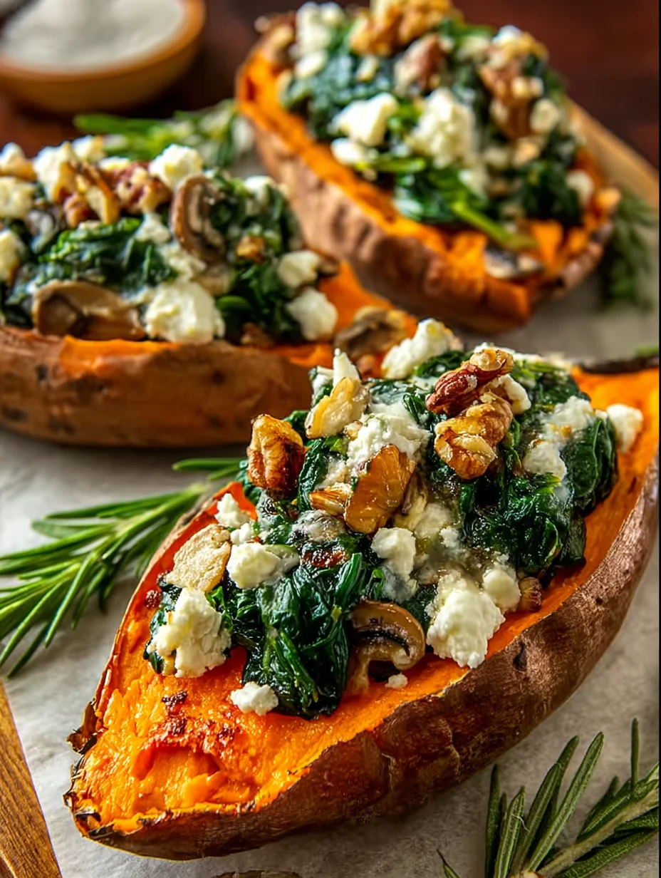 Stuffed Sweet Potatoes Spinach Feta