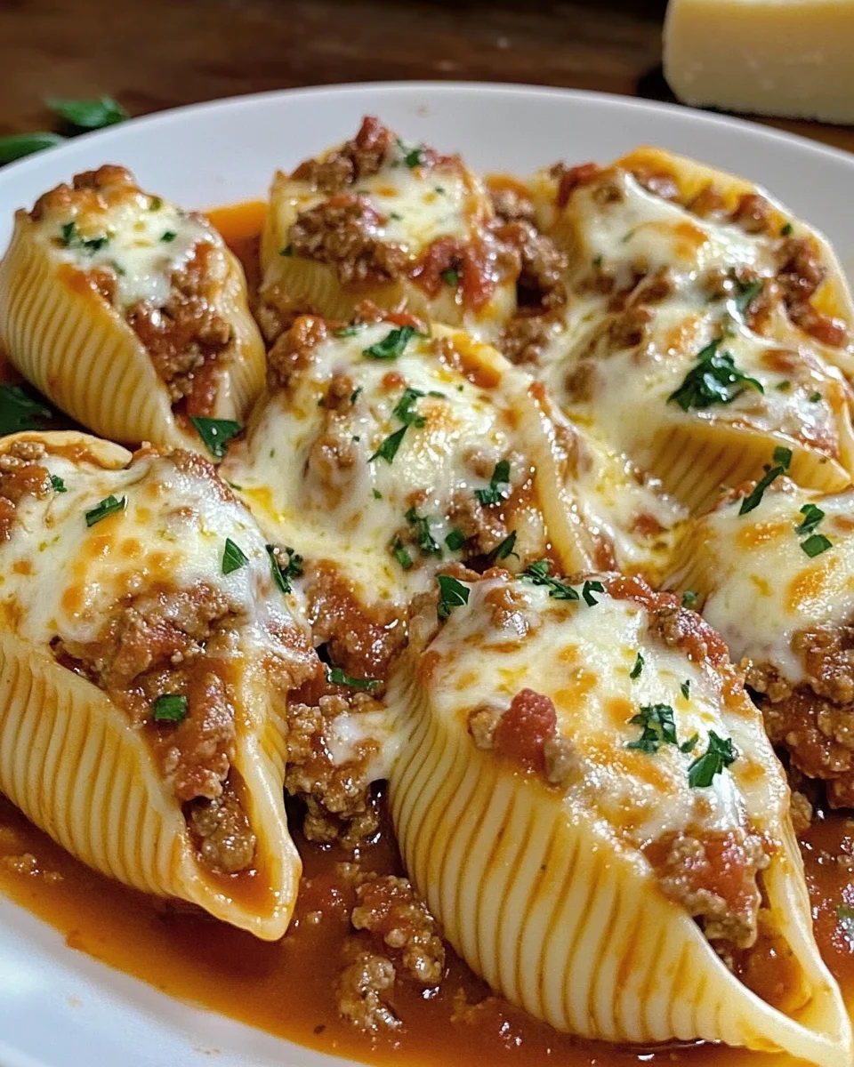 Beef-Stuffed Shells with Creamy Ricotta Filling