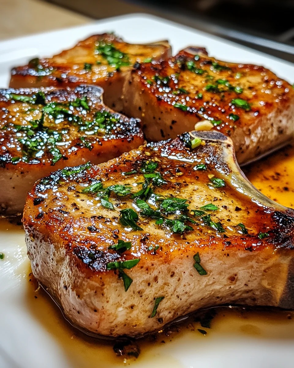 Garlic Butter Pan Seared Pork Chops