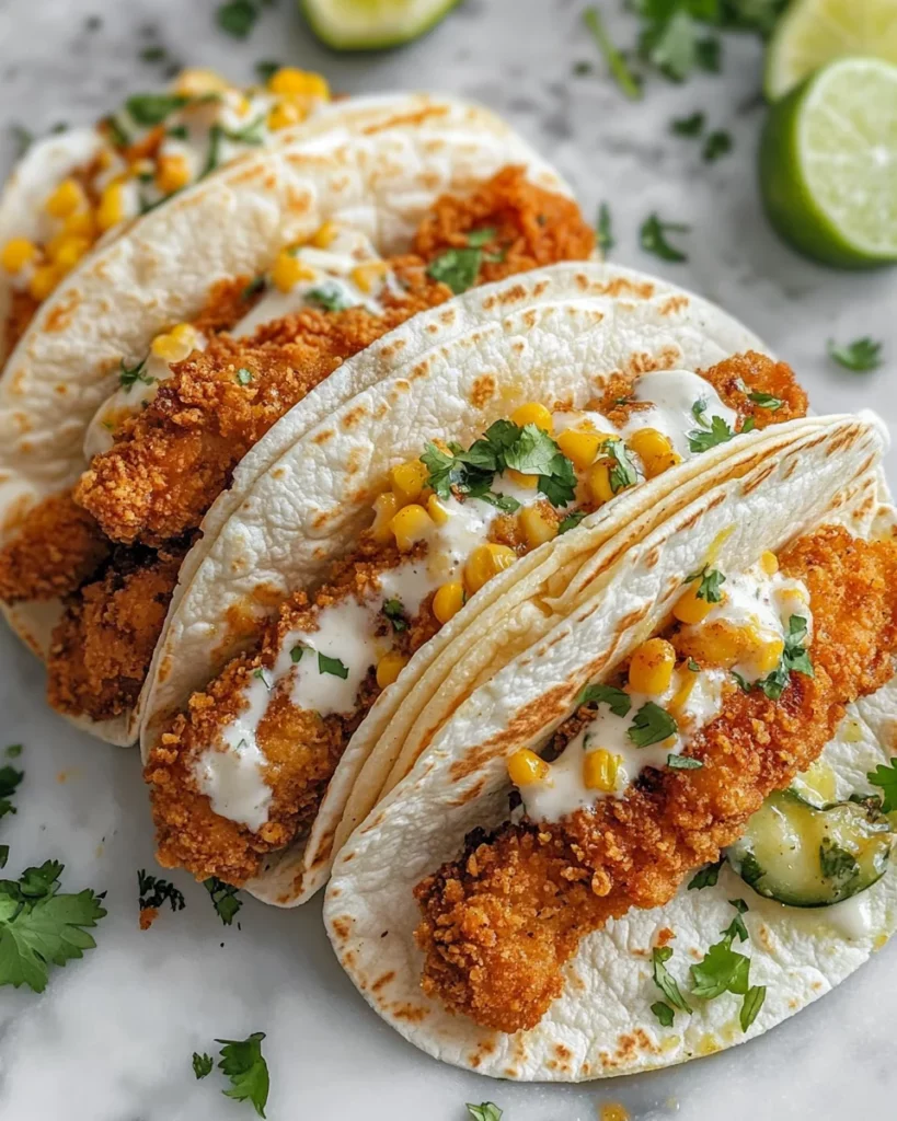 Fried Chicken Street Corn Taco with Jalapeno Lime Ranch
