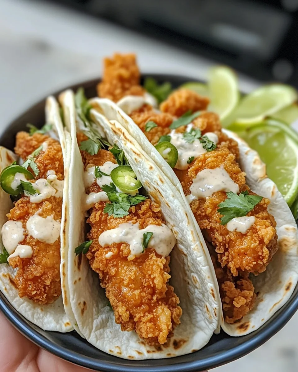 Fried Chicken Street Corn Taco with Jalapeno Lime Ranch