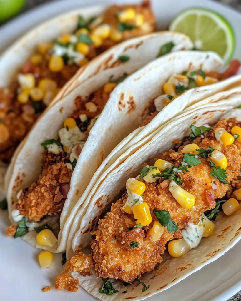 Fried Chicken Street Corn Taco with Jalapeno Lime Ranch