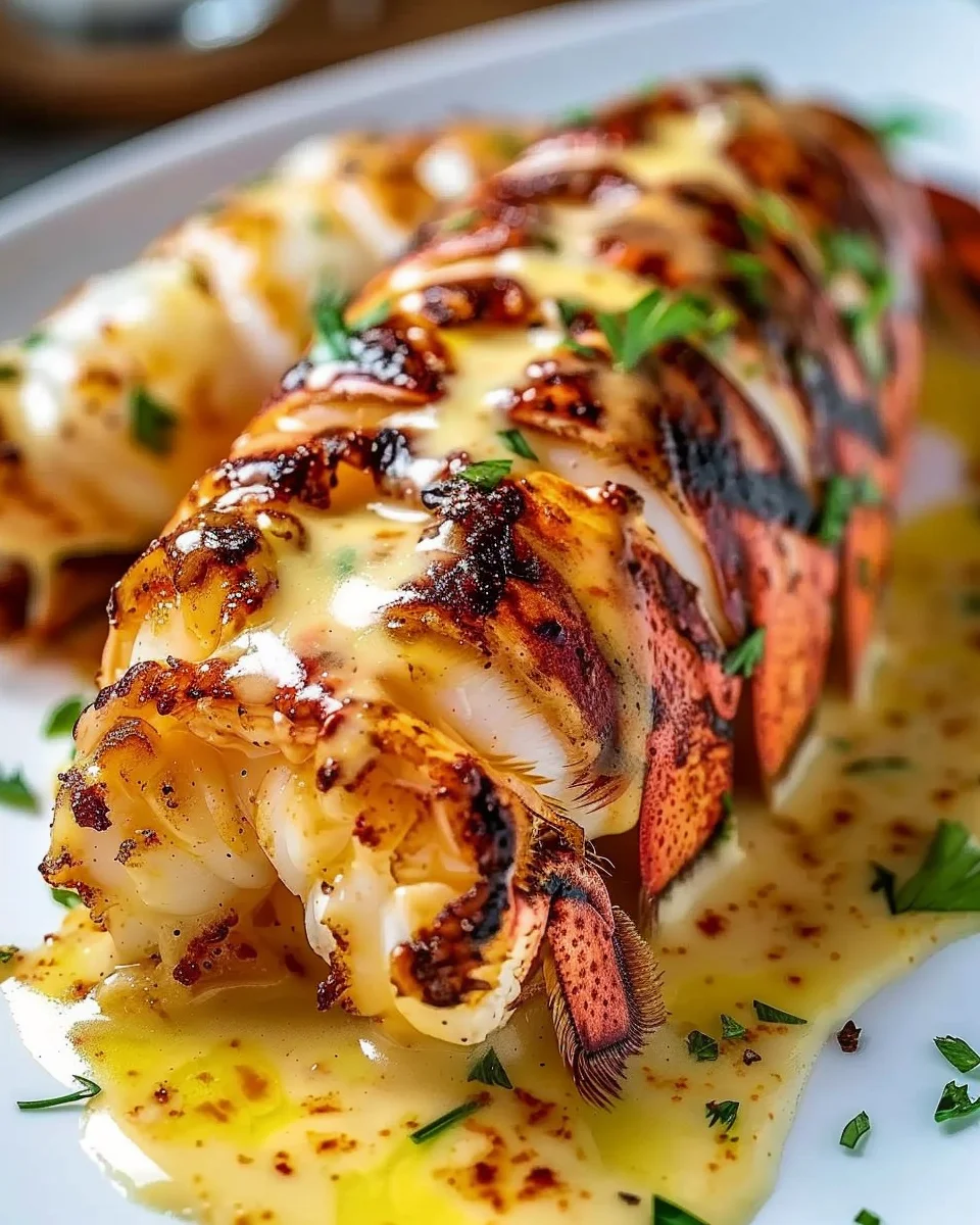 Butter-Seared Lobster Tails with Garlic Cream Sauce Delight!