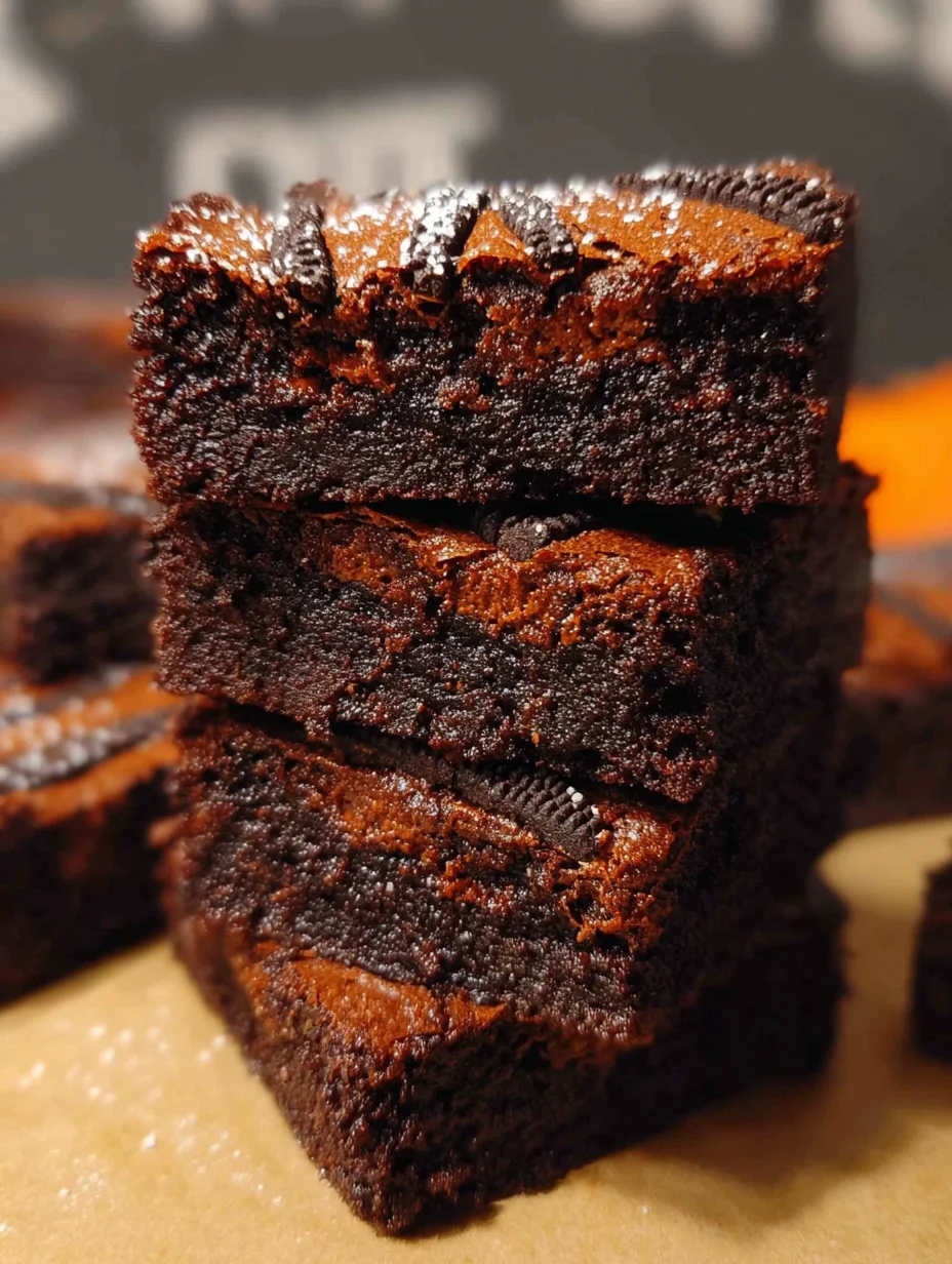 Halloween Oreo stuffed brownies are a spooky delight!