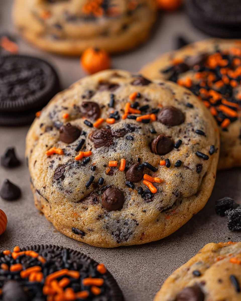 Halloween Oreo stuffed chocolate chip cookies