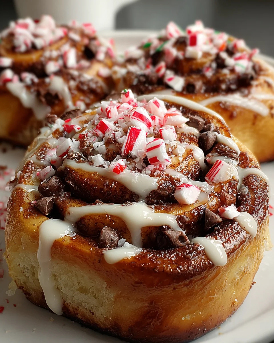 Peppermint Bark Cinnamon Rolls
