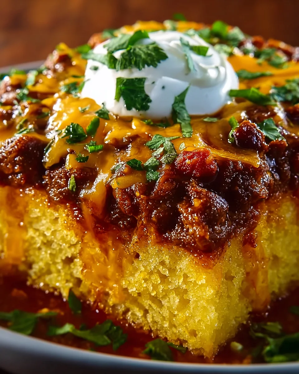Loaded Chili Cheese Cornbread Bake
