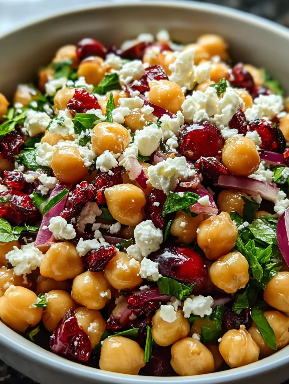 Feta & Cranberry Chickpeas with Lemon Vinaigrette