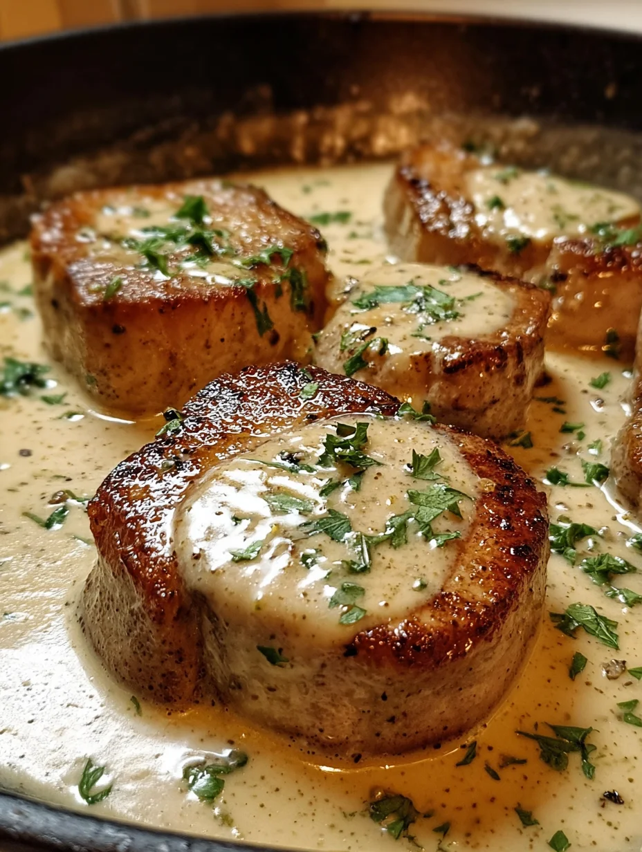 Smothered Boneless Pork Chops in Creamy Garlic Sauce