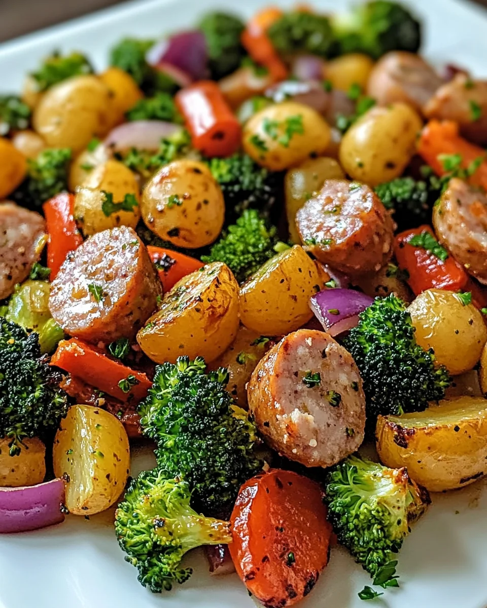 Roasted Veggie and Chicken Sausage Sheet is Delicious!