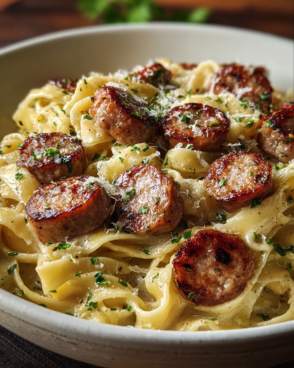 Garlic Butter Sausage Parmesan Pasta