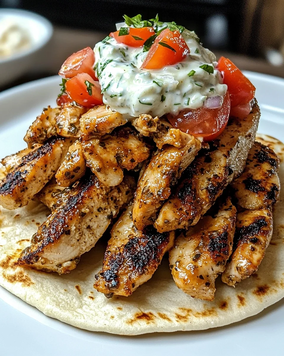 Greek Chicken Gyros with Lemon-Herb Marinade and Tzatziki