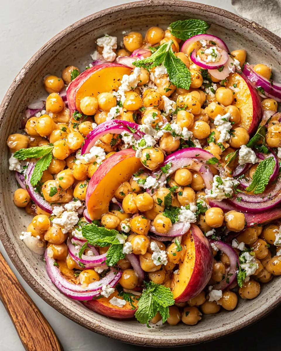 Chickpea Peach Salad with Honey Lime Dressing