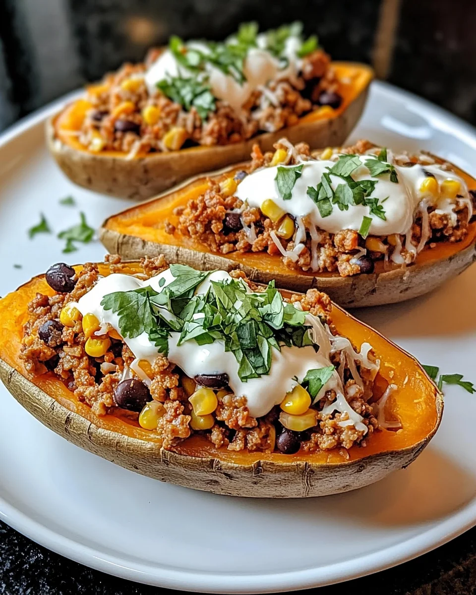 Ground Turkey Stuffed Sweet Potatoes