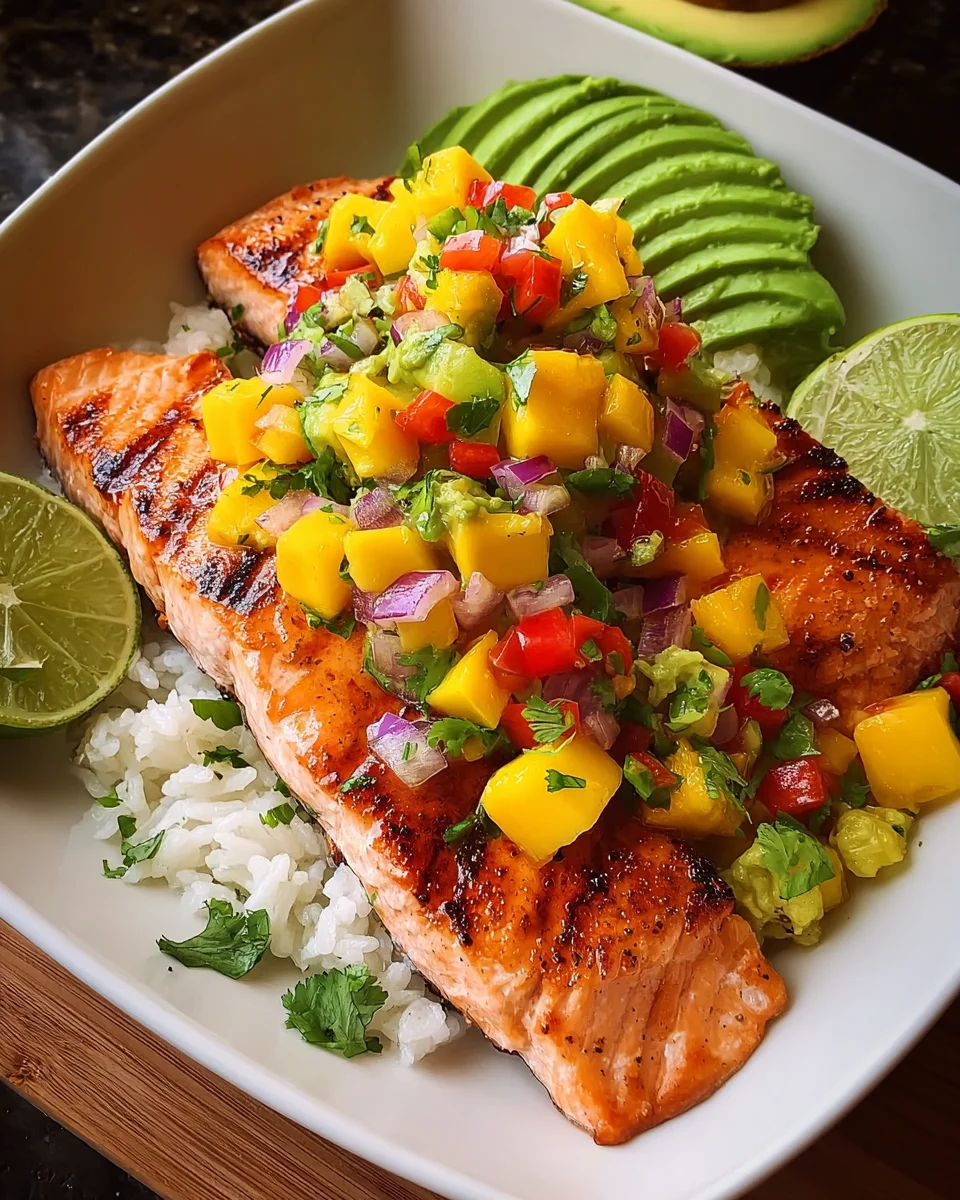 Grilled Salmon Mango Salsa Dish