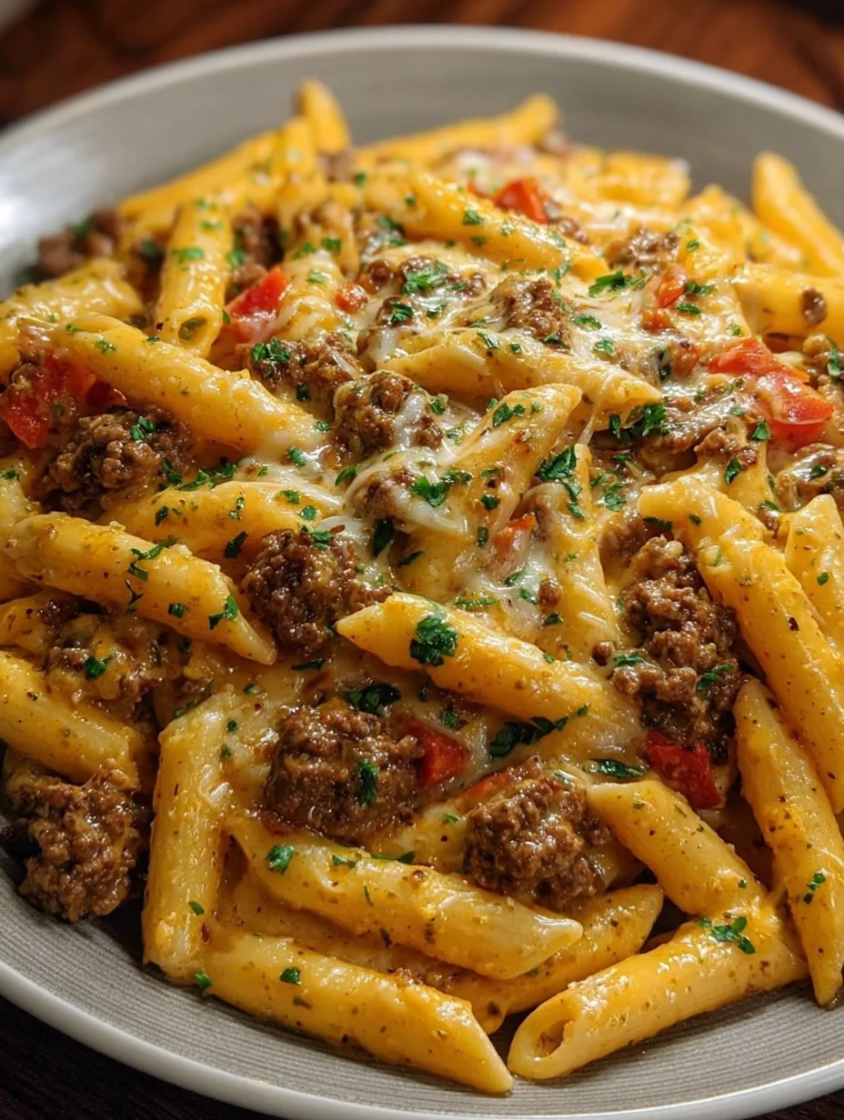 Creamy Velveeta Penne Pasta Recipe with Cajun Beef Alfredo Sauce