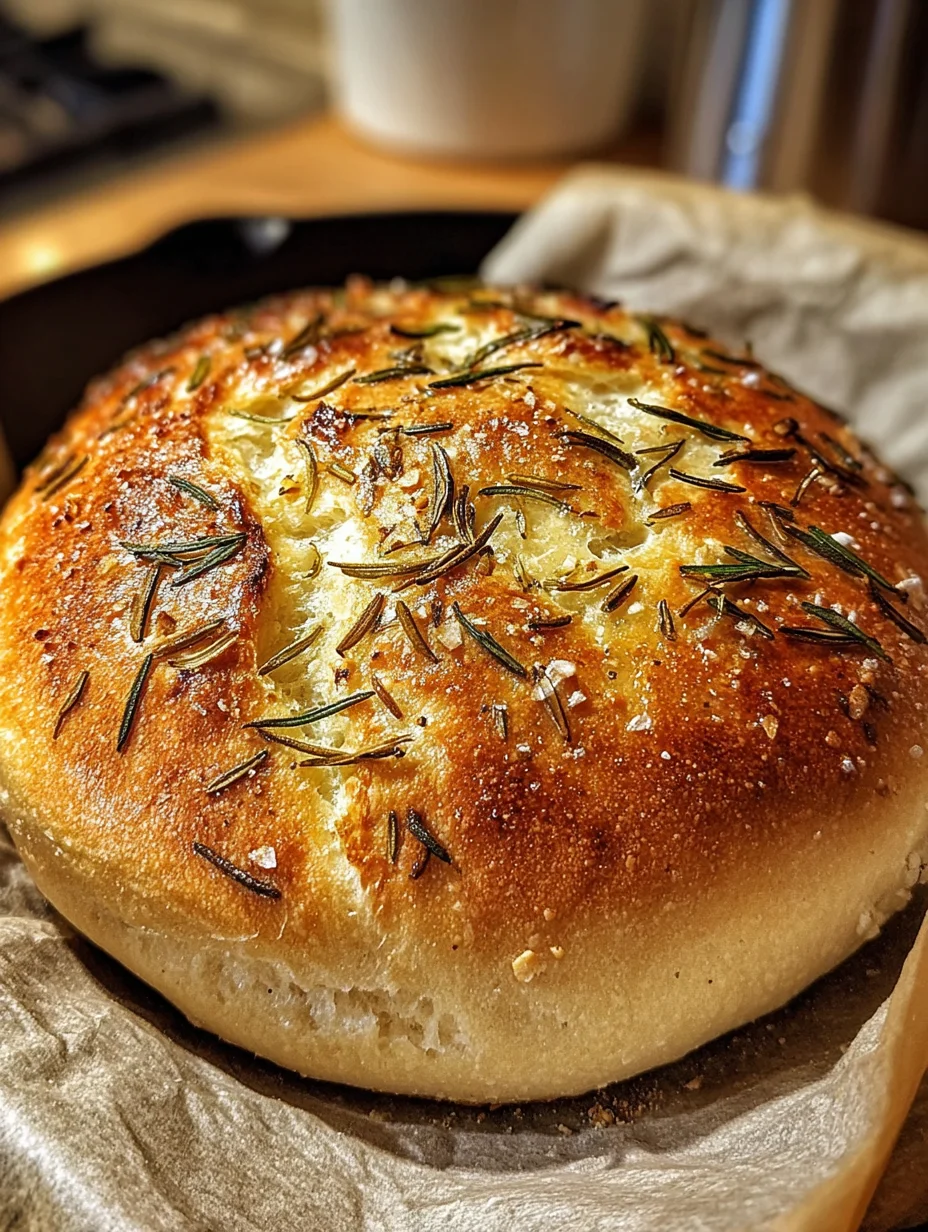 Rustic No-Knead Rosemary Garlic Bread is a must-try!