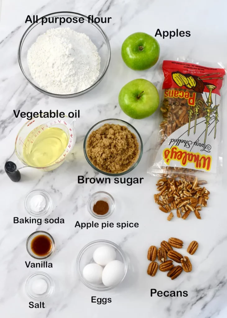 Apple Pecan Cake with Caramel Glaze ingredients