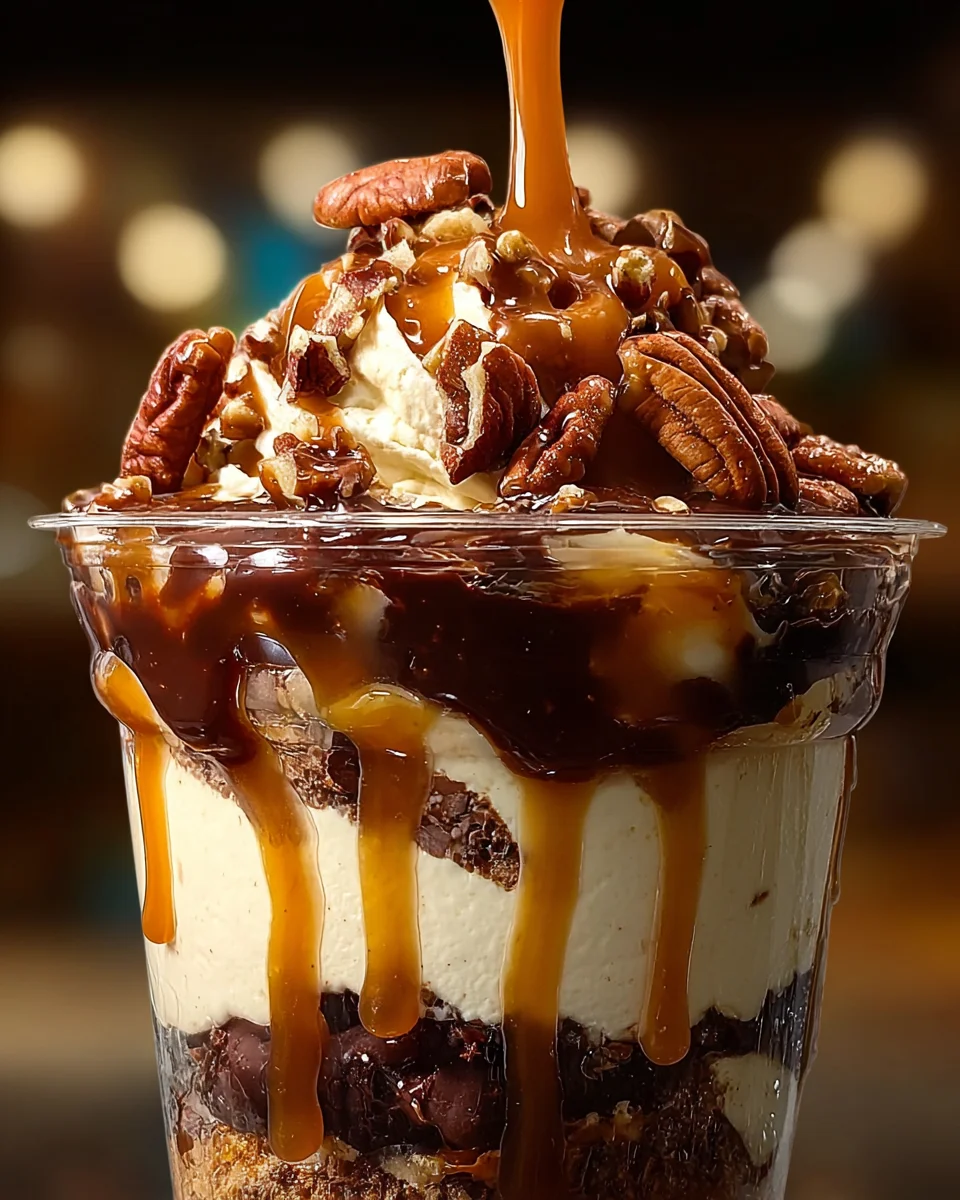 Rich loaded caramel pecan brownie cheesecake cup recipe