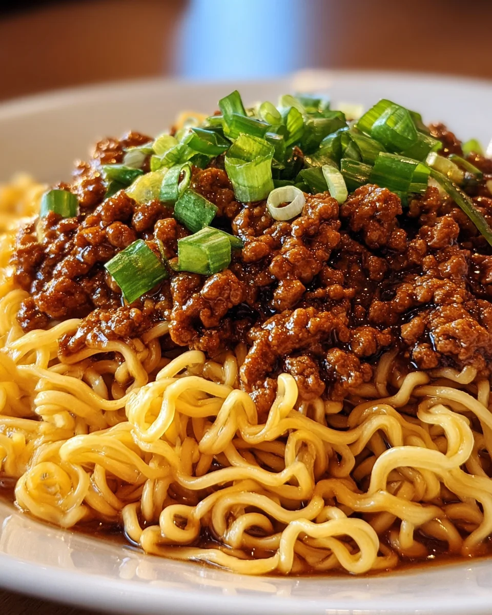 Savory Mongolian Noodles with Ground Beef