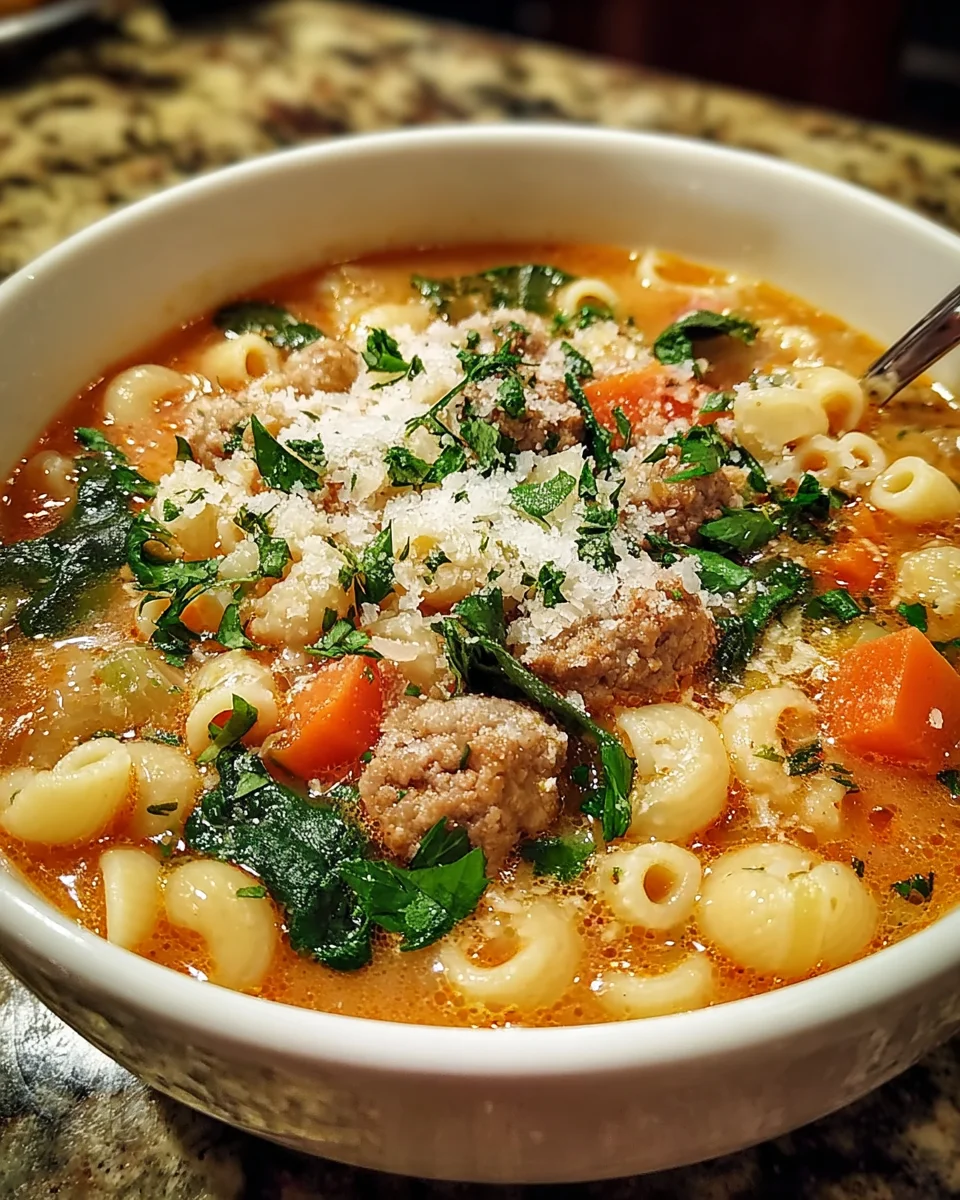 Creamy Parmesan Italian Sausage Ditalini Soup