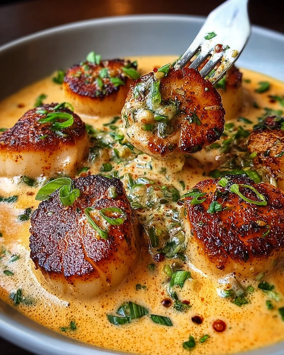 Seared Scallops with Spicy Cajun Cream Sauce