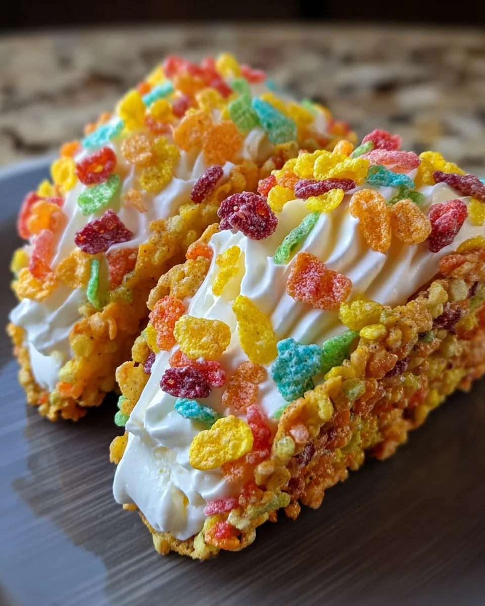 Fruity Pebbles Cheesecake Tacos