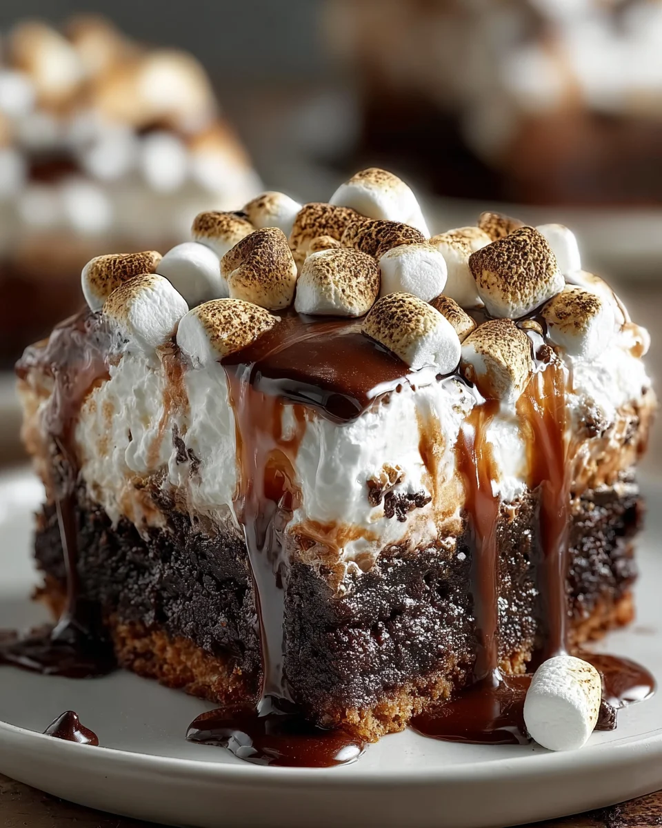 Marshmallow Chocolate Poke Cake
