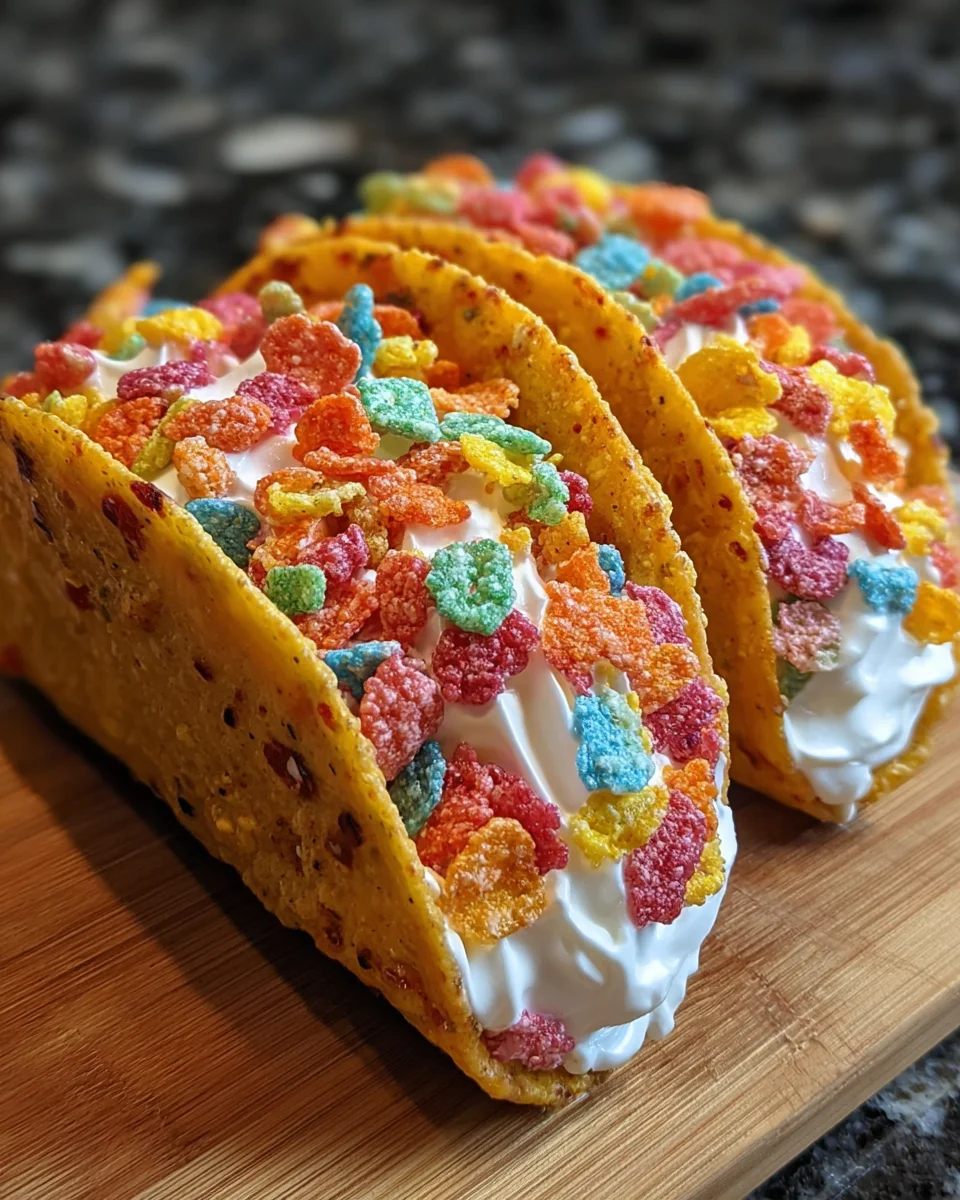 Fruity Pebbles Cheesecake Tacos