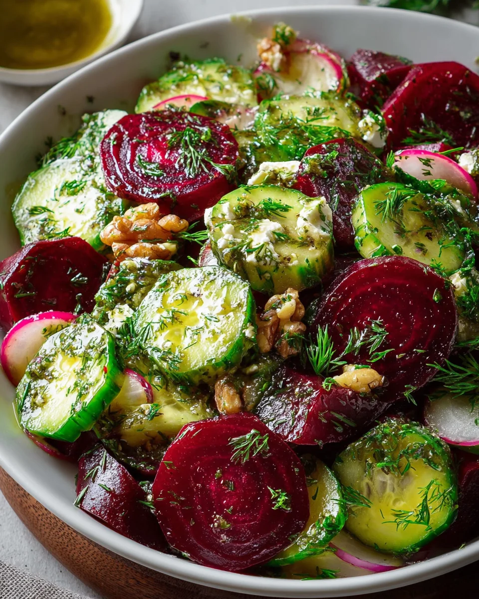 Crisp Cucumber and Beetroot Salad with Herb Dressing
