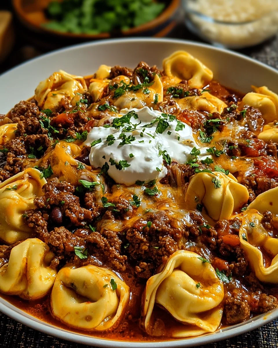 Cheesy Beef Enchilada Tortellini