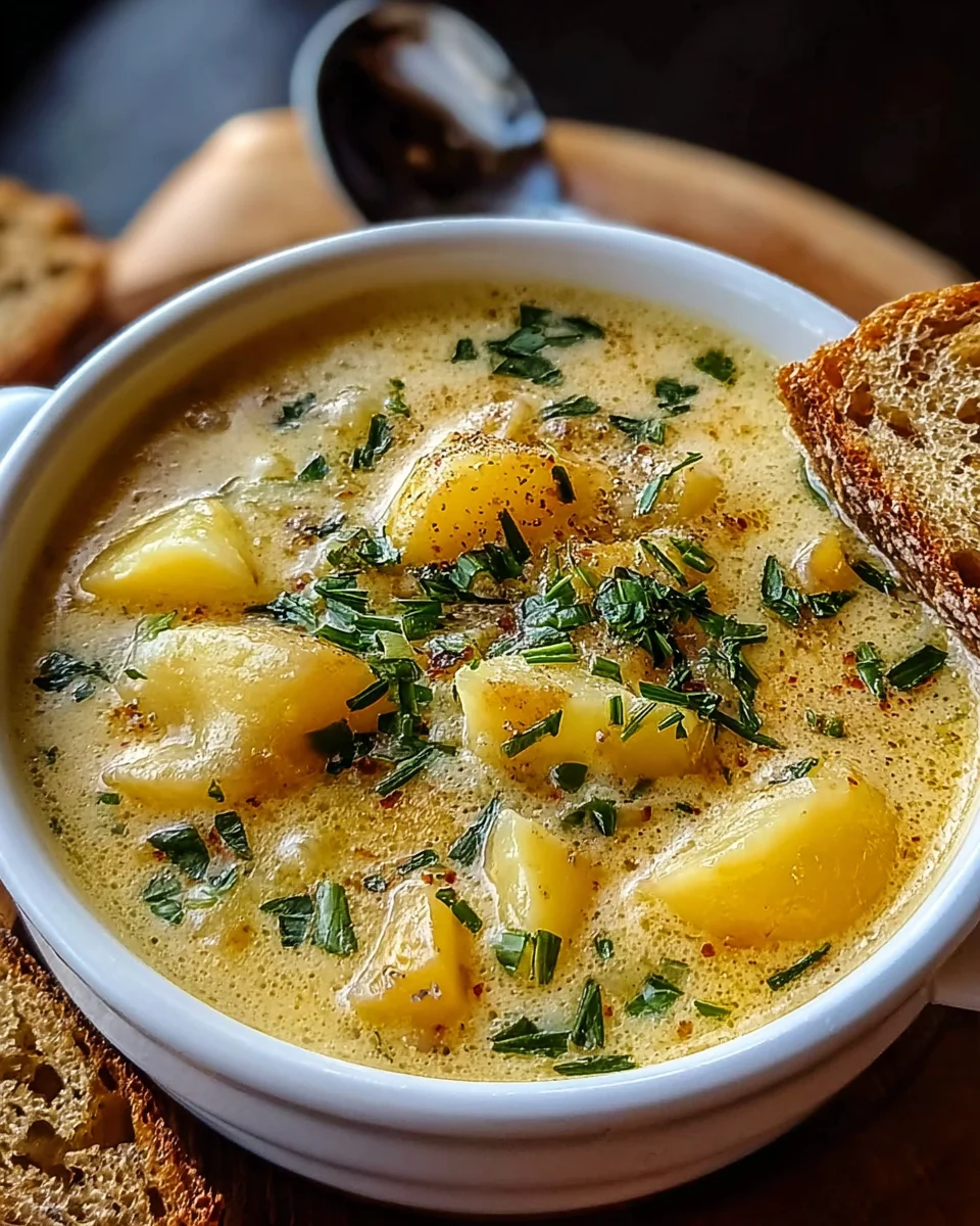 Hearty Cheddar Garlic Herb Potato Soup Recipe