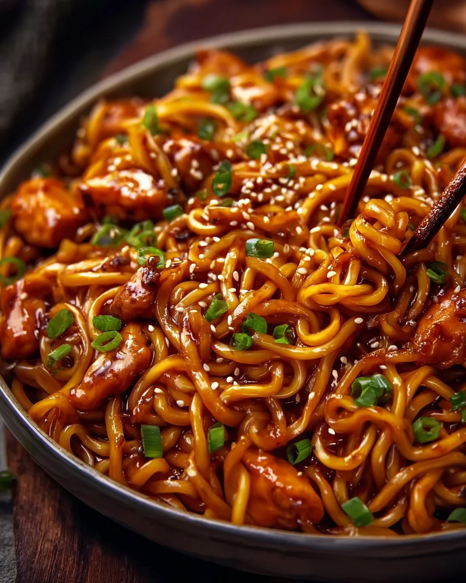 Sticky Garlic Chicken Noodles that Everyone Will Love!