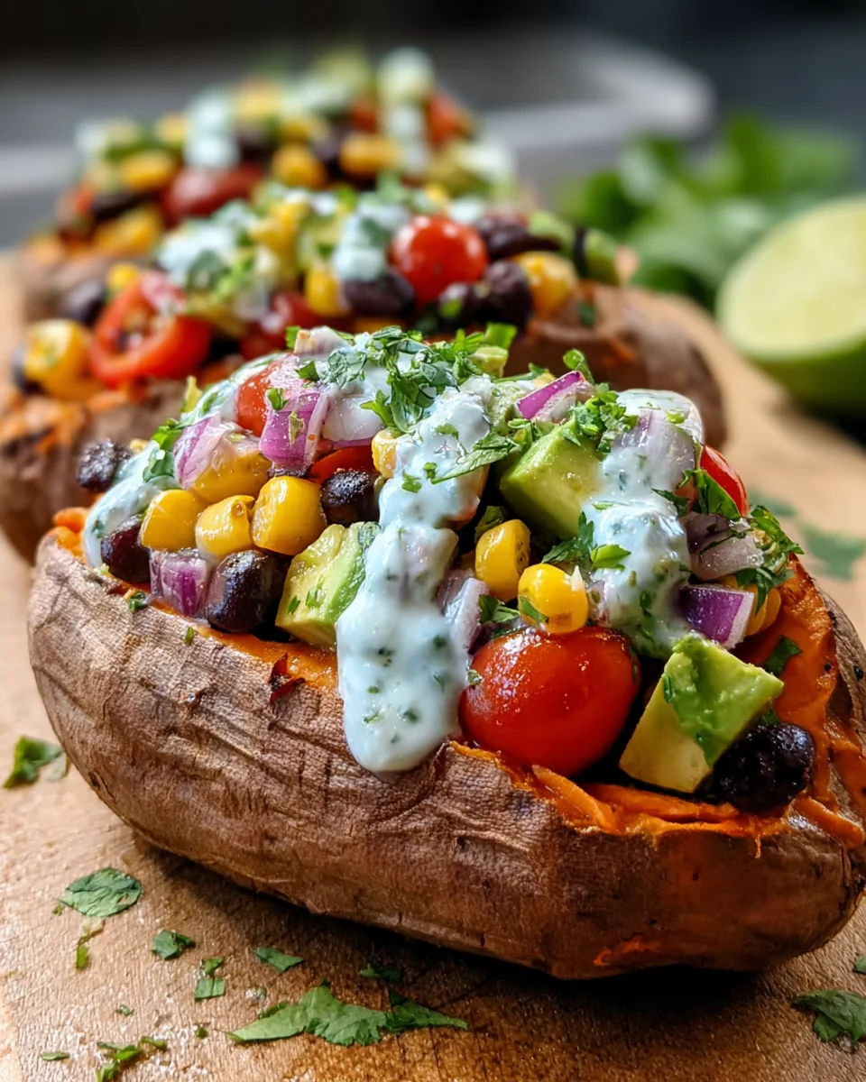 Stuffed Sweet Potato Avocado Black Beans